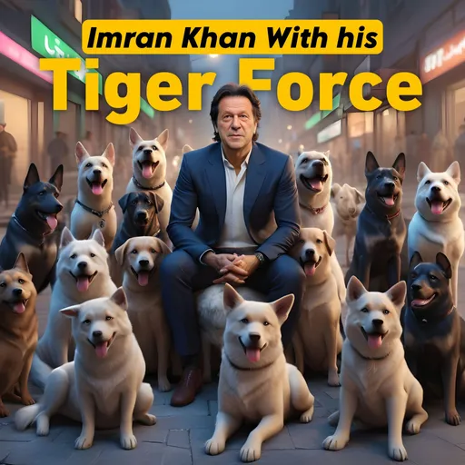 Prompt: Imran Khan PTI with his Tiger Force 