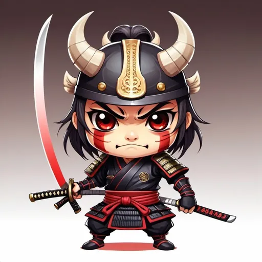 Prompt: A chibi character Demon Samurai