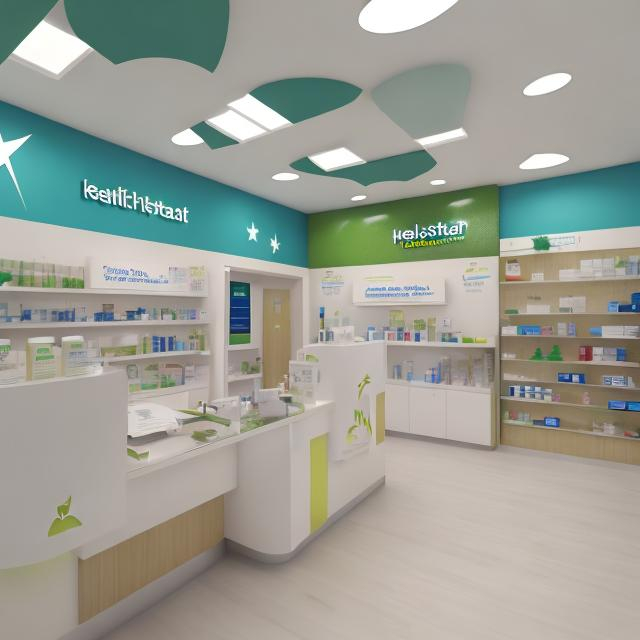 Prompt: Healthstar Pharmacy plus a dental clinic layout and architecture image