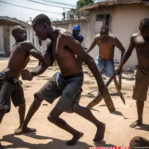 Prompt: haiti guy use tire machet to fight a flippino guy that use machete with arnis martial art