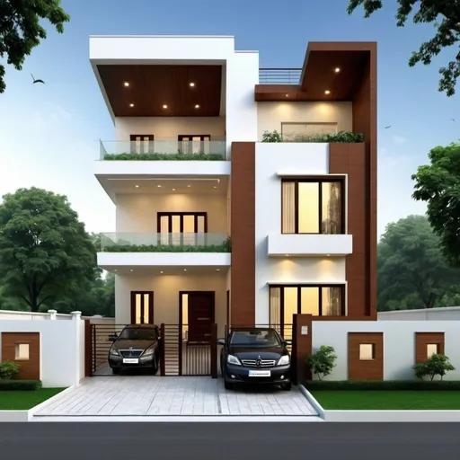 Prompt: create a gallery image for a property builder website. keep it interesting, catchy but it should not be taking away eye from the image. The image should be in landscape mode. the image should look like it is a 2D representation of a 4 floor 300 sq yad house. the house should appear like it is in Chittranjan Park, New Delhi
Make the houses look homely and luxurious. the house should look like one floor is worth Rs. 10 crore INR
with the similar specifications, there should be no cars inside the building
give me an image of interior of this house

