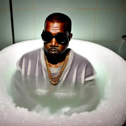 Prompt: kanye west in a bubble bath
