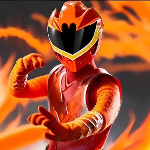 Prompt: flaming hot cheeto power ranger

