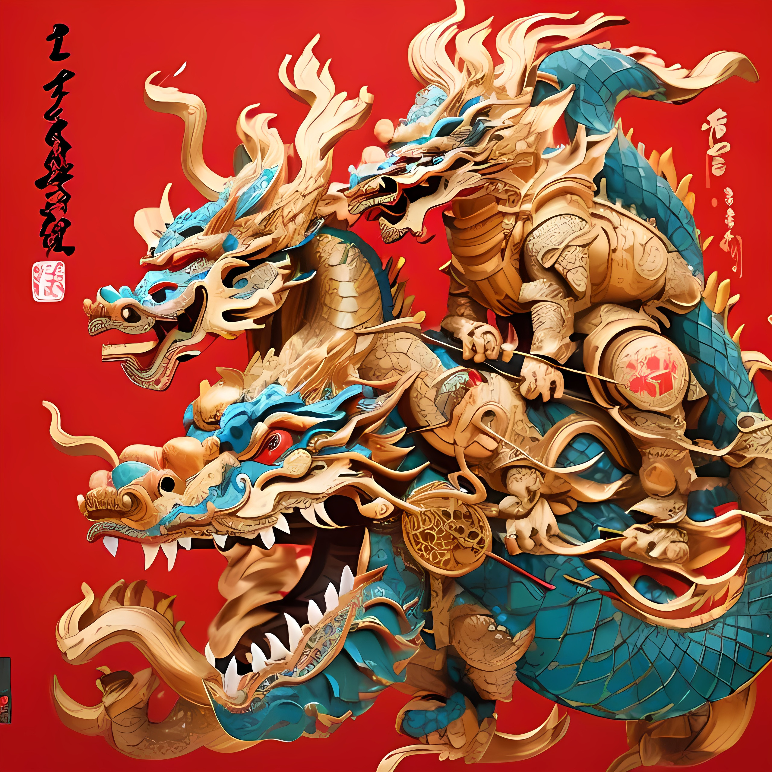 New Painting! - Chinese Wood Dragon  Dragon, Medieval paintings, Nail art  photos