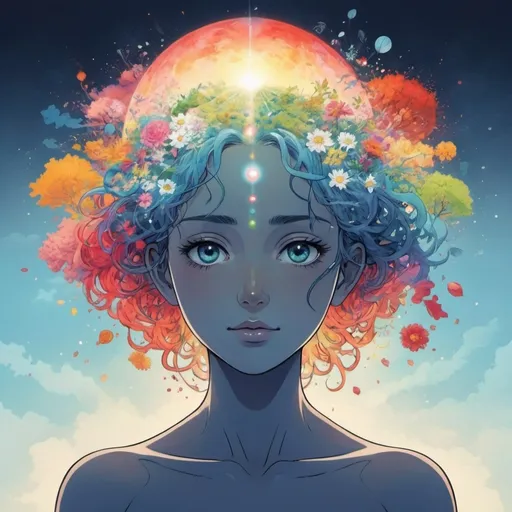 Prompt:  Everyday Tips for Cultivating Consciousness, it should be with emotional colour,and an anime the graphic 