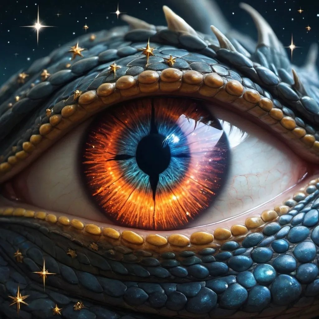 Prompt: a dragon eye full of stars