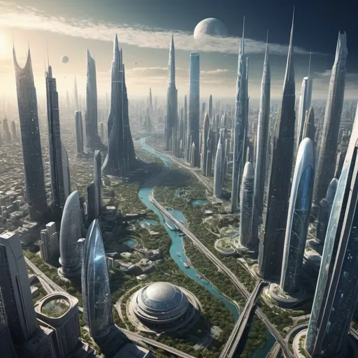 Prompt: Cities one billion years in the future 