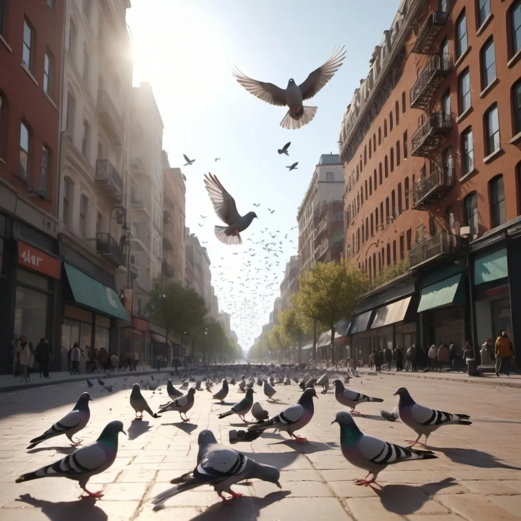 Prompt: Pigeons everywhere 