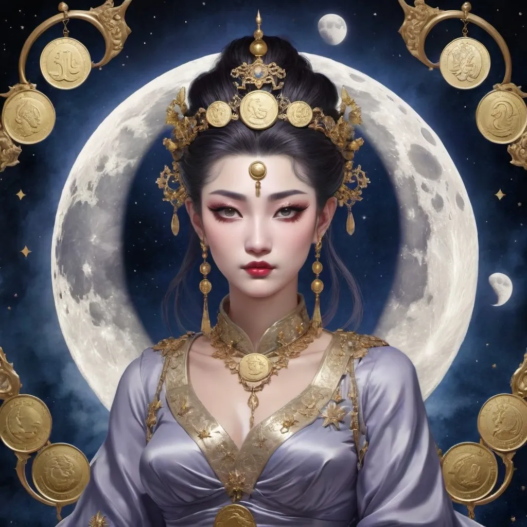 Prompt: Coin empress, the moon