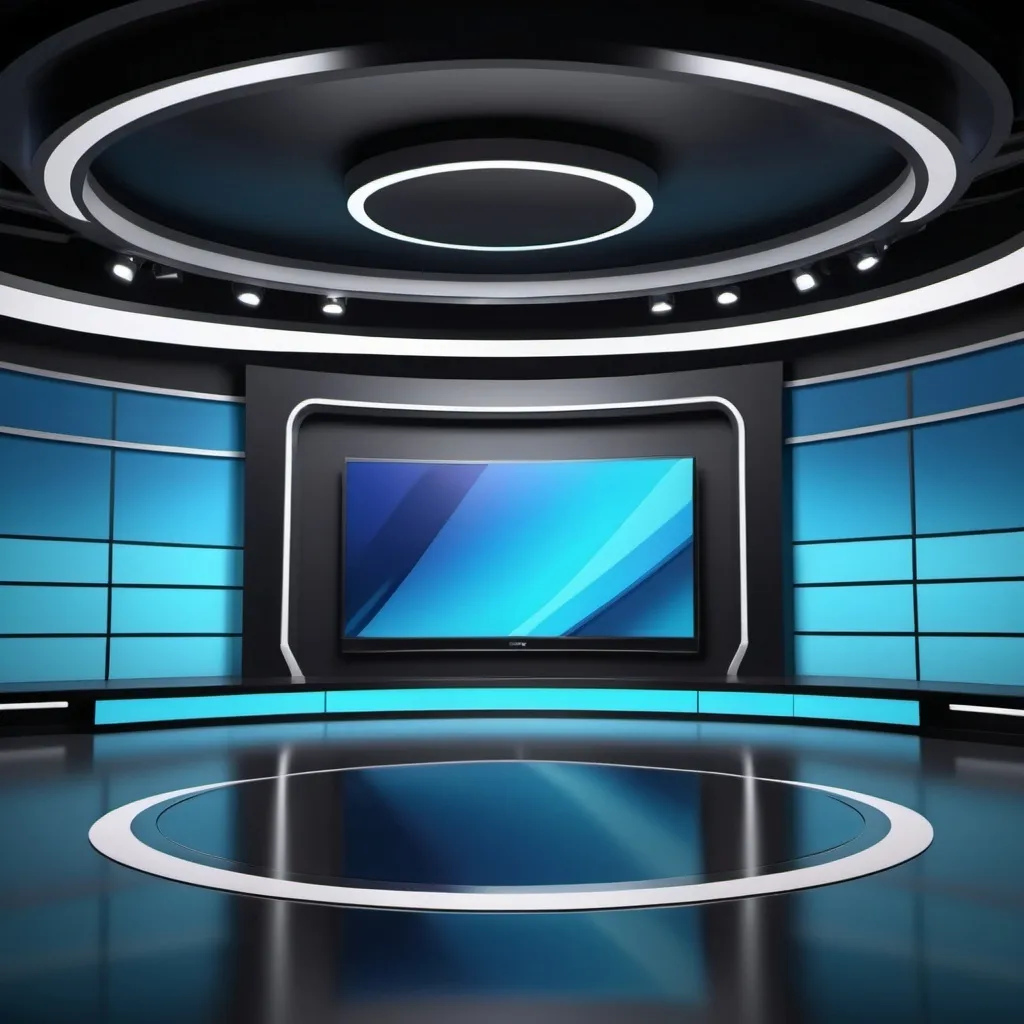 Prompt: A TV studio background in 4K to record videos have it look professional and eye appealing. 