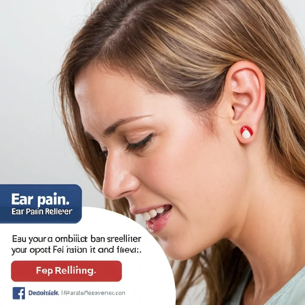 Prompt: create a banner ad for ear pain reliever to post on facebook