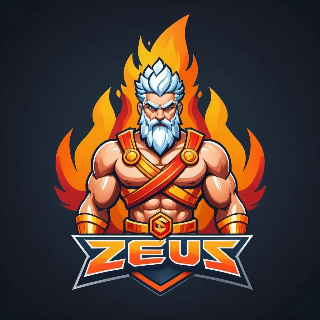 Prompt: Crie uma logo para o time de e-Sports que tenha zeus com poder de fogo