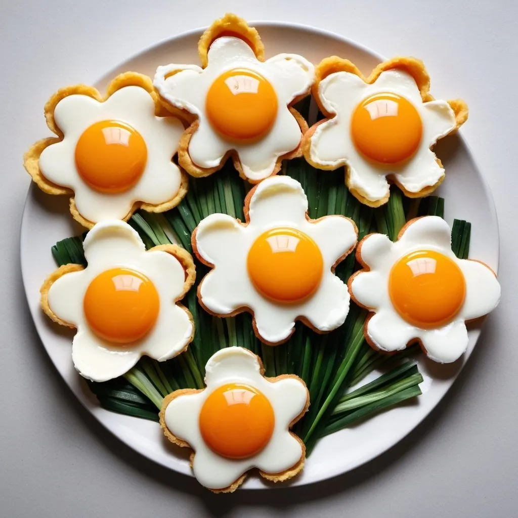 Prompt: flowers made of fried eggs