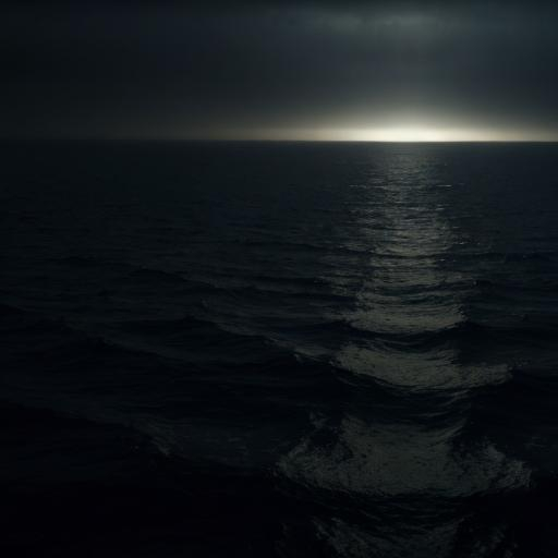 Prompt: scary and creapy deep ocean with almost no light and an internal damnation  