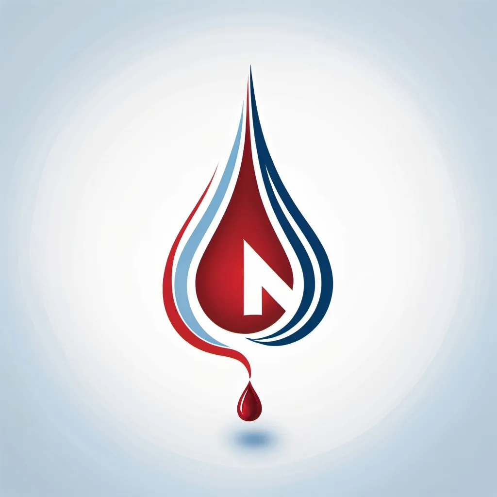 Prompt: A stylized drop of blood forming the letter "N" for 'NSS', or "NBD" for 'Nss Blood Donation'
Incorporate the NSS logo and the college/department logo.
Use a color palette of red (blood), white (purity), and blue (trust).