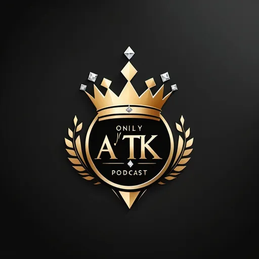 Prompt: "A luxurious and elegant logo for a a new gen podcast project for ONLYTXLK ENT, featuring gold and black colors, a diamond, and a crown, minimalist and modern style." Mensa Musa theme