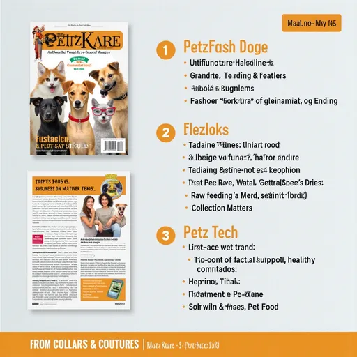 Prompt: PetzKare Magazine – 5 Page Concept Draft
📘 Cover Page
Magazine Title: “PetzKare Times – Your Monthly Paw-ssion Digest”

Cover Headline: “Top Pet Trends of 2025”

Cover Image: Happy pets (dog, cat, bird) with vibrant colors

Date: May 2025 Issue

Logo: PetzKare Logo

Tagline: “Where Every Pet is Family”

📖 Page 2 – Pet Fashion & Accessories
Headline: “From Collars to Couture – Pet Fashion is Roaring”
Content:

Designer pet clothes trending in India & globally

Accessories like smart collars, GPS trackers, pet sunglasses

Highlight: PetzKare’s Upcoming Summer Collection 2025

Images: 2-3 high-quality pet fashion photos

📖 Page 3 – Nutrition & Wellness
Headline: “What’s in the Bowl Matters”
Content:

Organic & natural pet food on the rise

Raw feeding trend (BARF diet)

Pet supplements – joint support, probiotics

PetzKare’s tip: Top 5 ingredients to avoid in pet food

Optional ad space: Your own pet food brand or affiliate product

📖 Page 4 – Pet Tech & Gadgets
Headline: “Tech That Barks Back!”
Content:

Smart pet feeders, automatic litter boxes

Pet monitoring cameras with 2-way audio

Trending Apps: Pet health trackers, dog-walking schedulers

PetzKare Tech Picks of the Month

📖 Page 5 – Adoption Stories & Tips
Headline: “From Shelter to Forever Home”
Content:

1 featured adoption success story (real or fictional)

Tips for new pet parents

Pet of the Month (User-submitted photo, or use stock image)

CTA: Adopt a pet with PetzKare

QR code for PetzKare adoption or shop page

✅ Next Steps:
Would you like me to:

Prepare this as a Canva template so you can edit it later?

Share a print-ready PDF with design & layout?

Help you with stock images and content filling for each page?