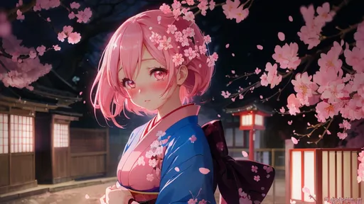 Prompt: Cute blushing anime young attractive woman in Tokyo, cherry blossom trees in the background, traditional Japanese clothing, high quality, anime, pastel tones, cherry blossom lighting, detailed eyes, kawaii style, professional, atmospheric lighting