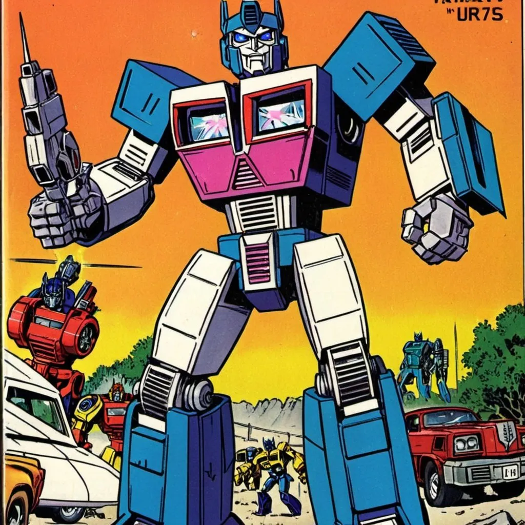 Prompt: Transformers dvasator in an 70’s comic     Book
