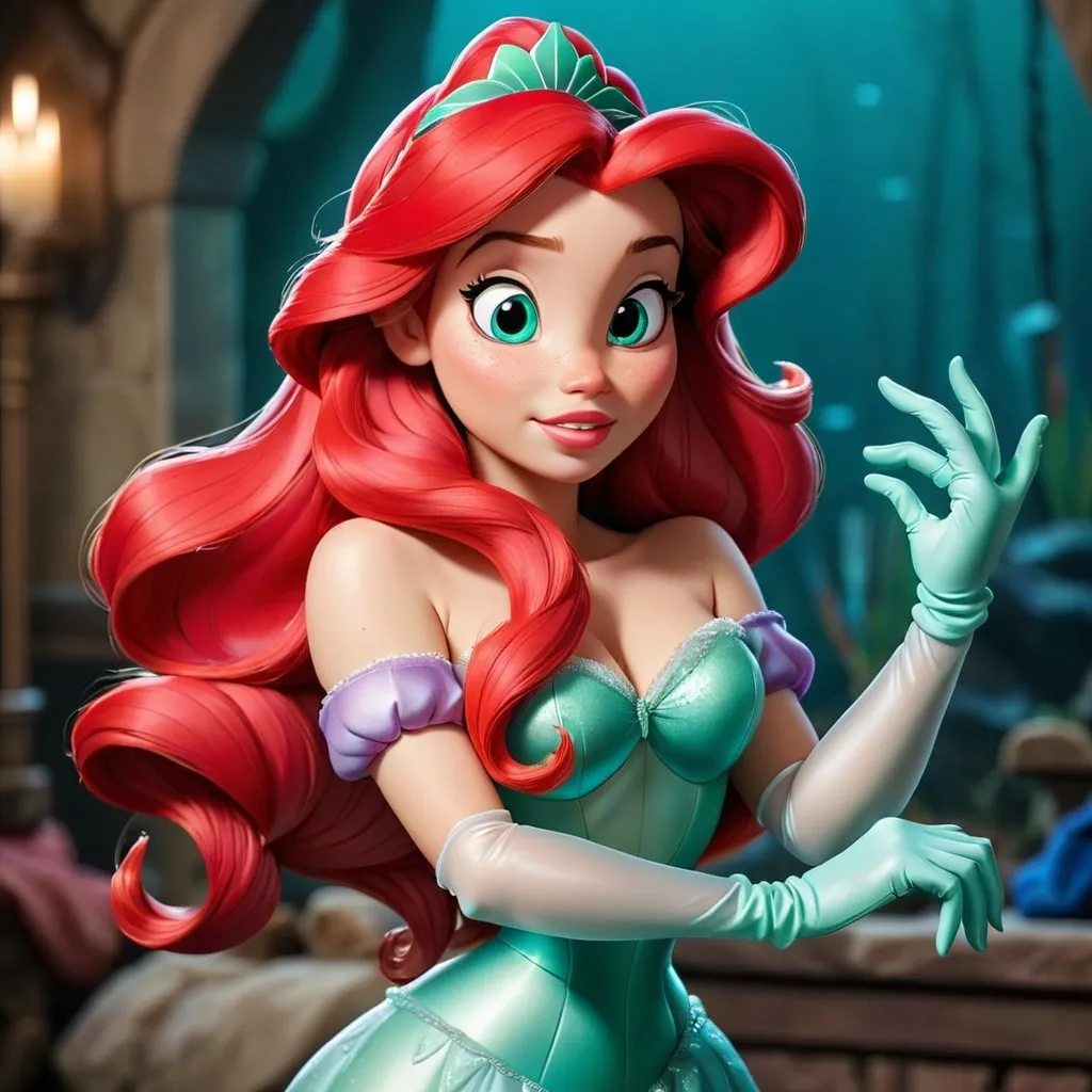 Prompt: Princess Ariel wearing gloves 