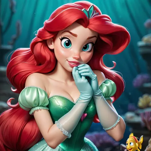 Prompt: Princess Ariel wearing gloves 