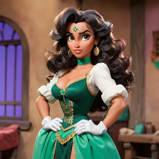 Prompt: Esmeralda standing and wearing gloves 