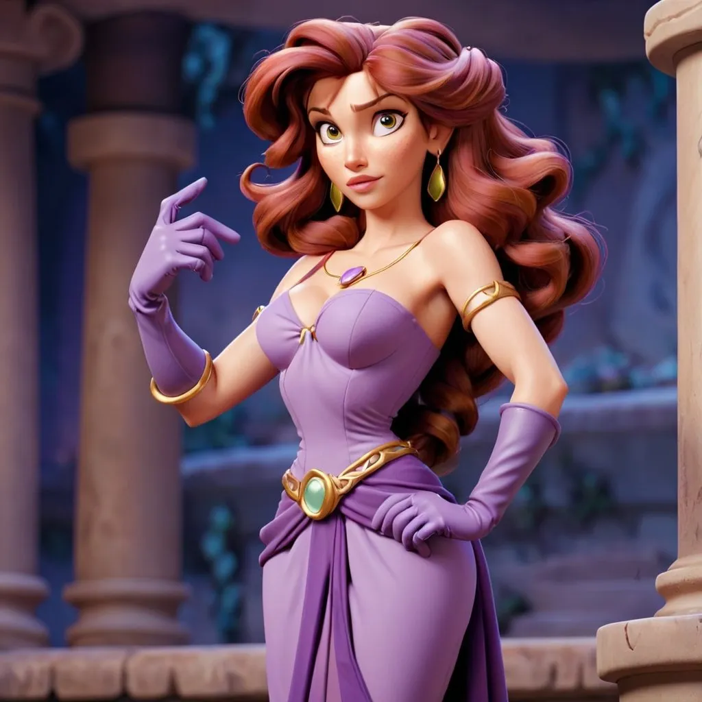 Prompt: Megara standing and wearing long gloves 