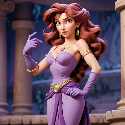 Prompt: Megara standing and wearing long gloves 