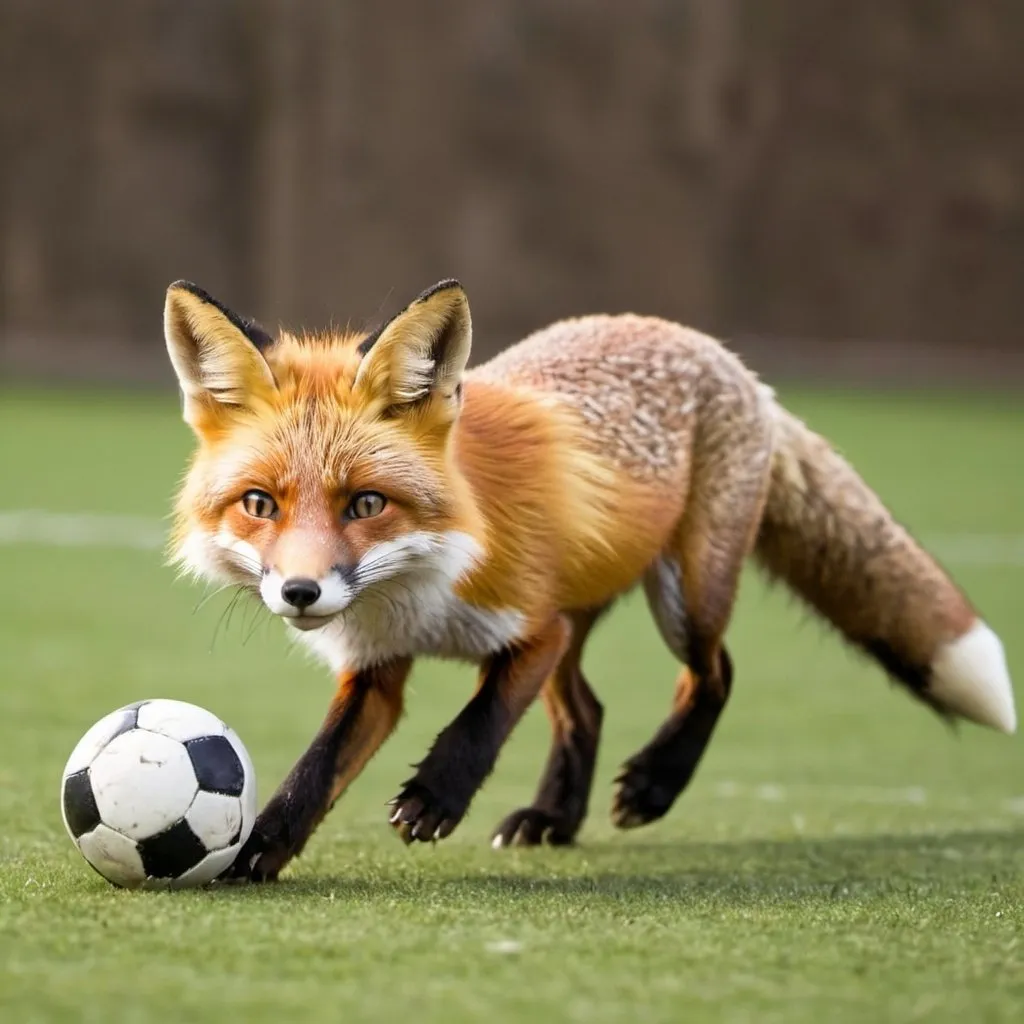 Prompt: Fox is playing football