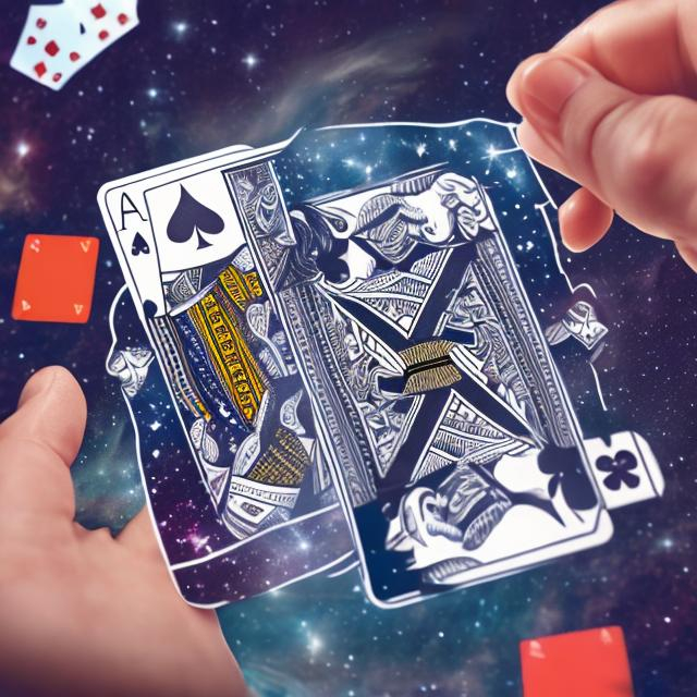 Prompt: playing cards in space visual