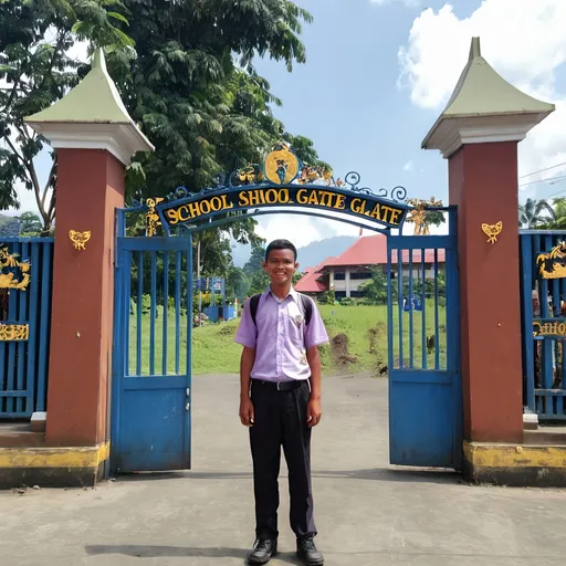 Prompt: depan gerbang sekolah di indone