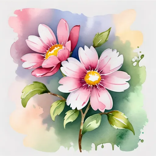 Prompt: watercolor flower shabby spring painting
