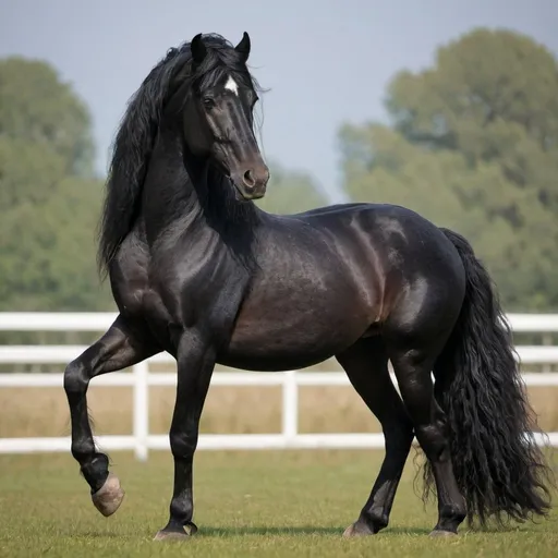 Prompt: friesian horse