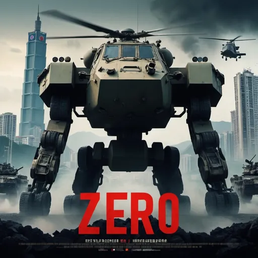 Prompt: A movie called "Zero Day" will be shown in Taiwan, talking about the possible wars when China invading Taiwan.