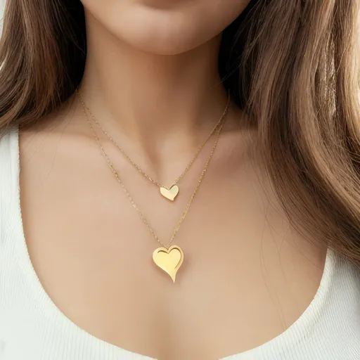 Prompt: girl with golden heart shape necklace