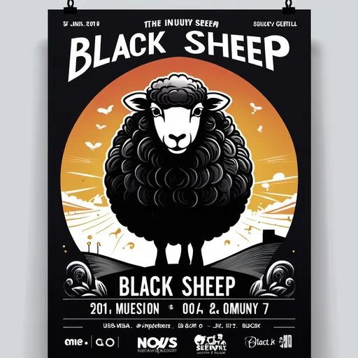 Prompt: black sheep music event poster


