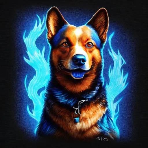 Prompt: blue fire dog

