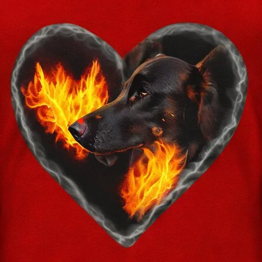Prompt: fire dog heart

