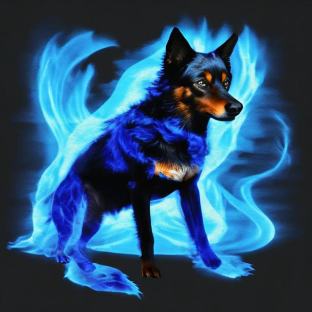 Prompt: blue fire dog

