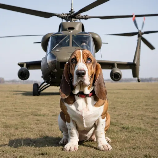 Prompt: Basset hound crossed with a chinook helicopter