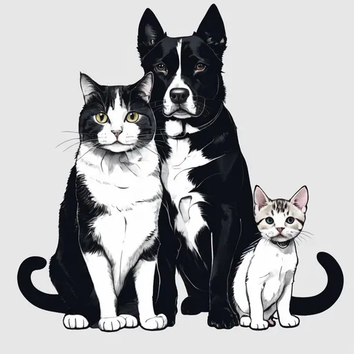 Prompt: Cat, mom ,dog ,dad ,baby