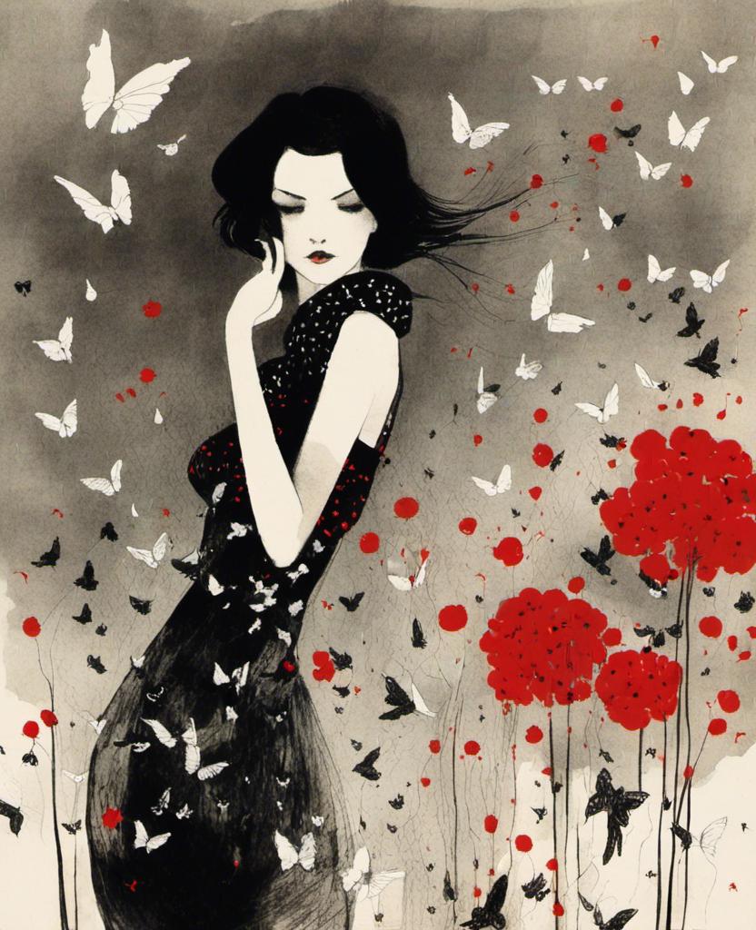 Prompt: <mymodel>🕸️🌛😼🖤 5π*3=9x-y, ((Christian Schloe, Cy Twombly, David Downton, El Anatsui, Philip Taaffe, Jan Toorop, Koloman Moser)) ,