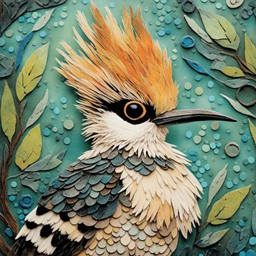 Prompt: <mymodel>hoopoe by Kinetic Wet felting art by artist "Glassblowing": ; zentangle - vivid colors, 3D depth of field, ethereal chrome, Geometrically surreal, by Eni Oken , smooth polished hyper detailed related fluid lines, sound waves