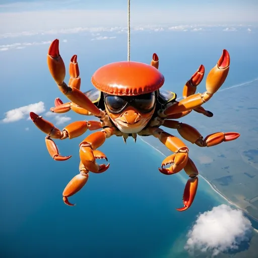 Prompt: skydiving crabs