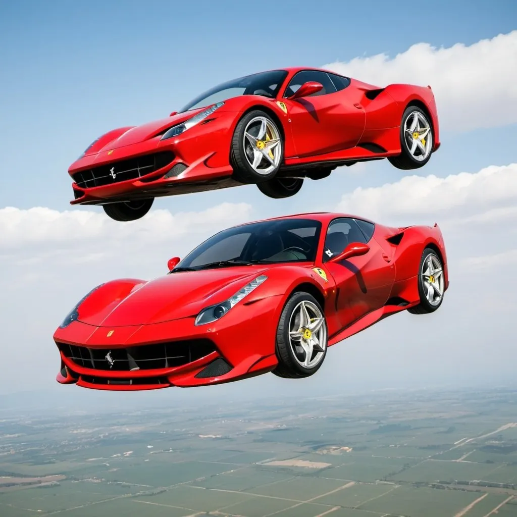 Prompt: Flying anti-gravity ferrari cars