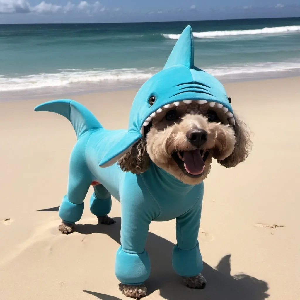 Prompt: a shark crossed with a poodle