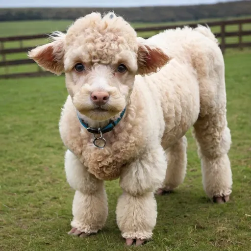 Prompt: cow crossed with a poodle