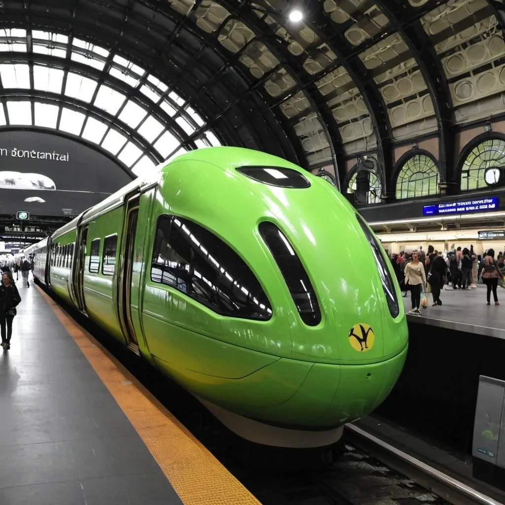 Prompt: Alien train Melbourne Central Station