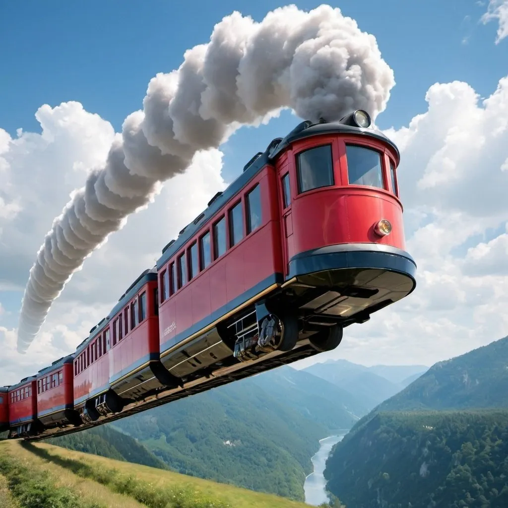 Prompt: Flying train