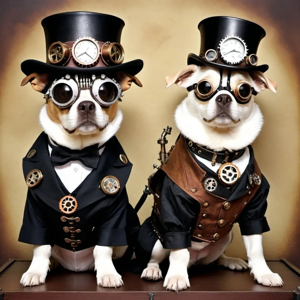 Prompt: Steampunk dogs